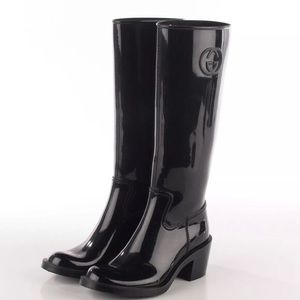 Authentic Black Gucci Rain Boots